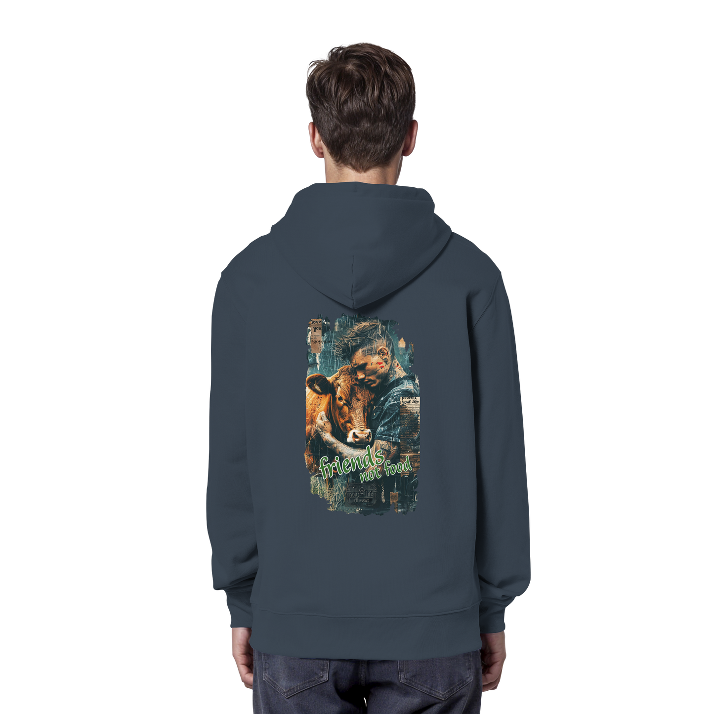 vegwear "friends not food" - unisex Bio Hoodie / Kapuzenpulli, vegan, fair