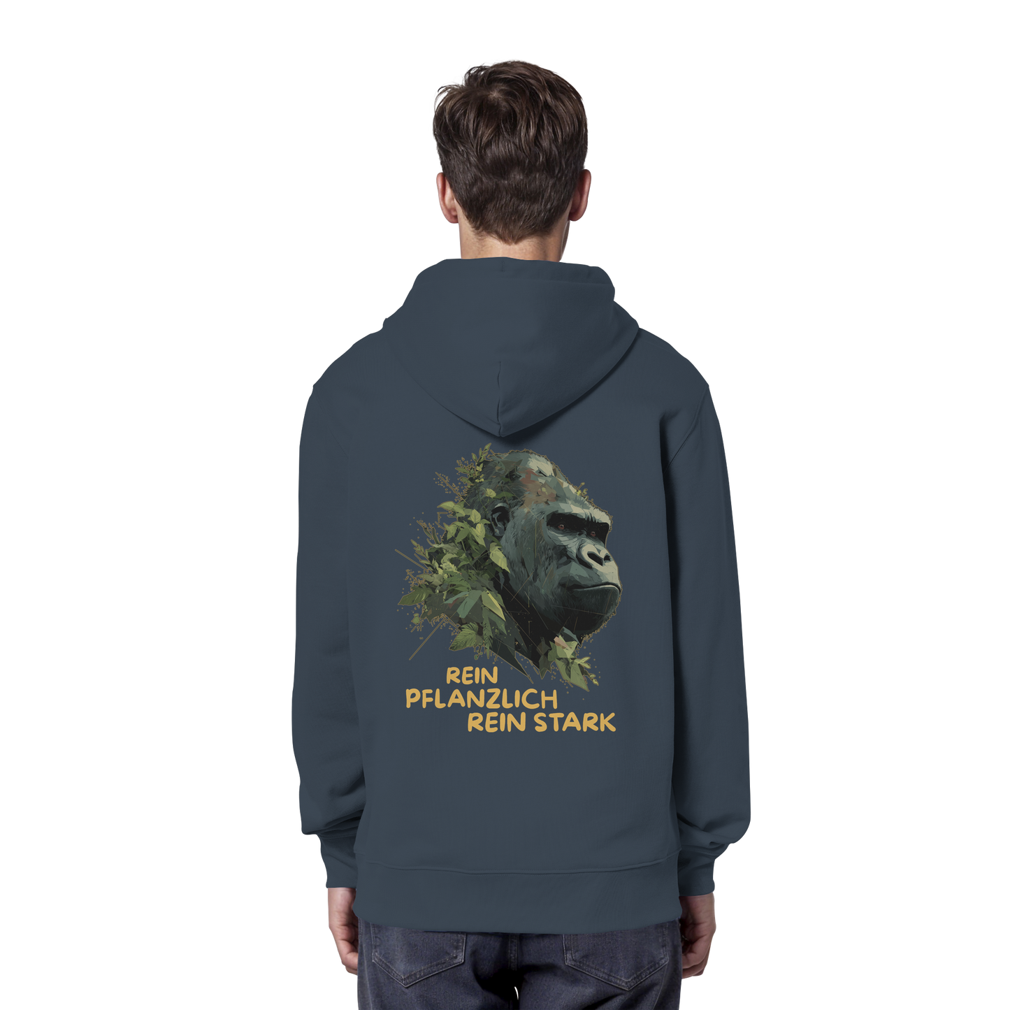 vegwear "Gorilla, rein pflanzlich rein stark - unisex Hoodie / Kapuzenpulli, bio vegan