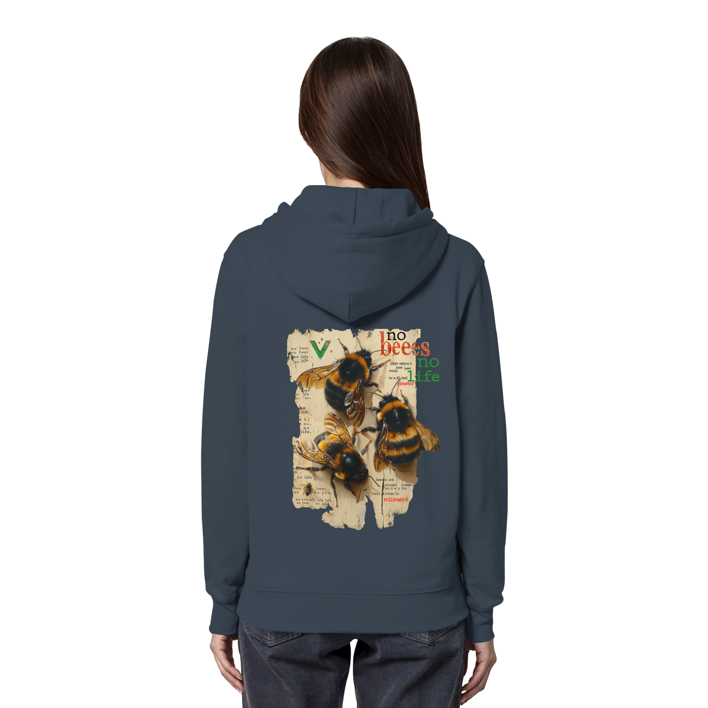 vegwear "no bees no life" - unisex Bio Hoodie / Kapuzenpulli, vegan
