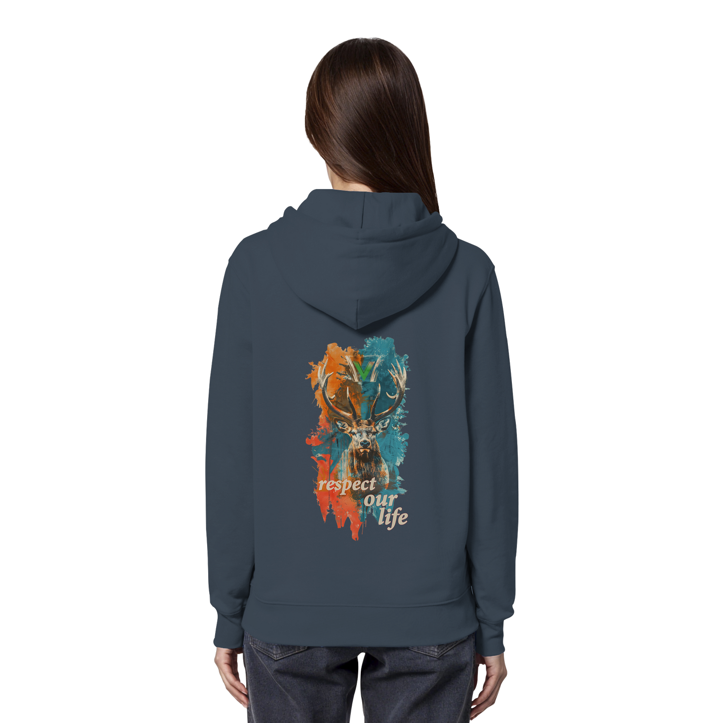 vegwear "respect our life - Hirsch" - unisex Hoodie / Kapuzenpulli