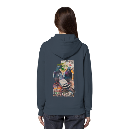 vegwear "respect our life - Tauben" - unisex Bio Hoodie / Kapuzenpulli