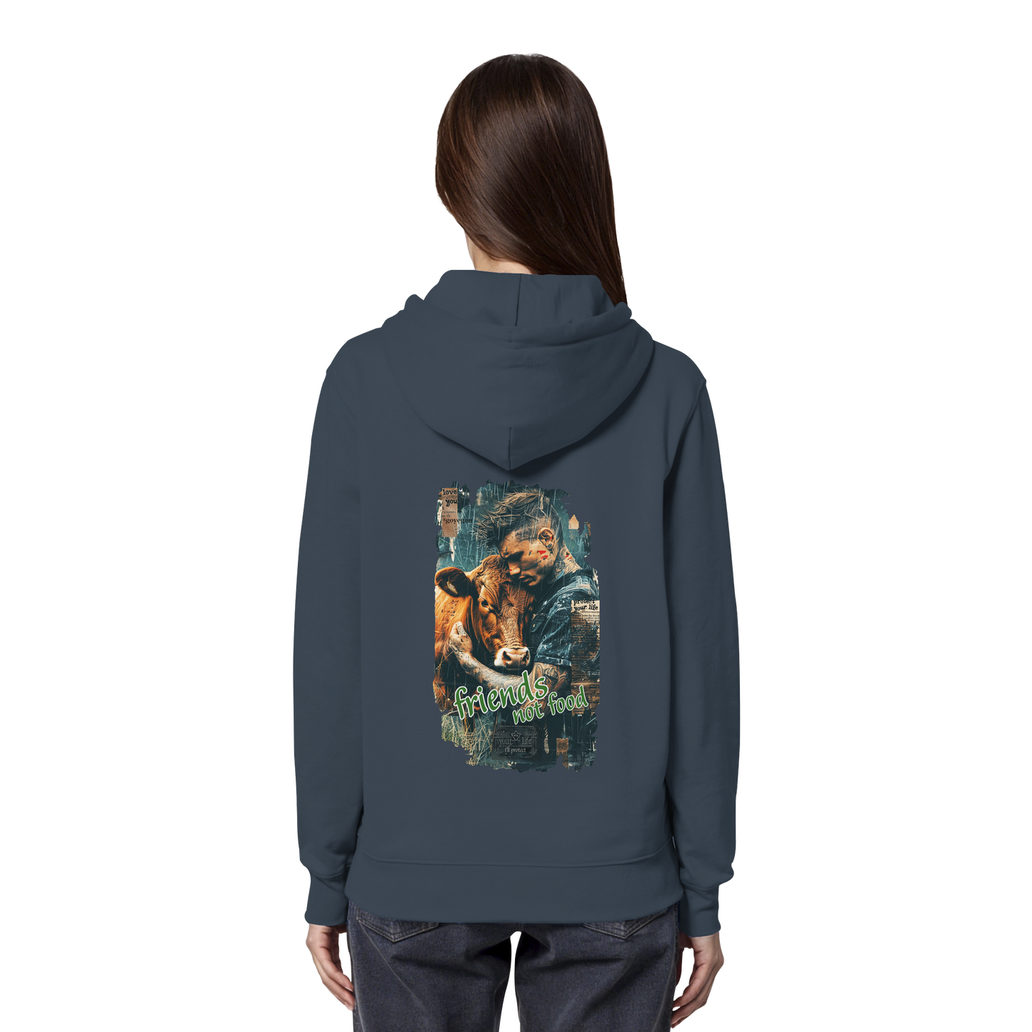vegwear "friends not food" - unisex Bio Hoodie / Kapuzenpulli, vegan, fair
