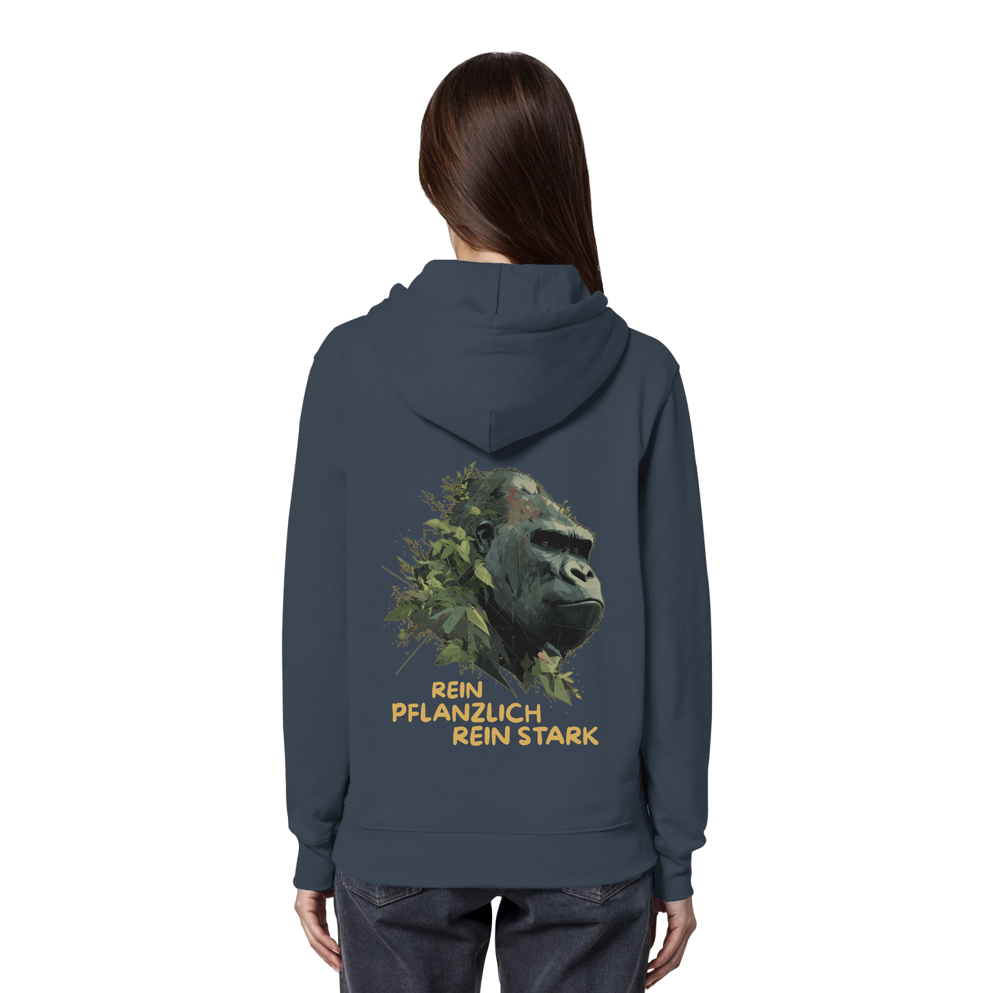 vegwear "Gorilla, rein pflanzlich rein stark - unisex Hoodie / Kapuzenpulli, bio vegan