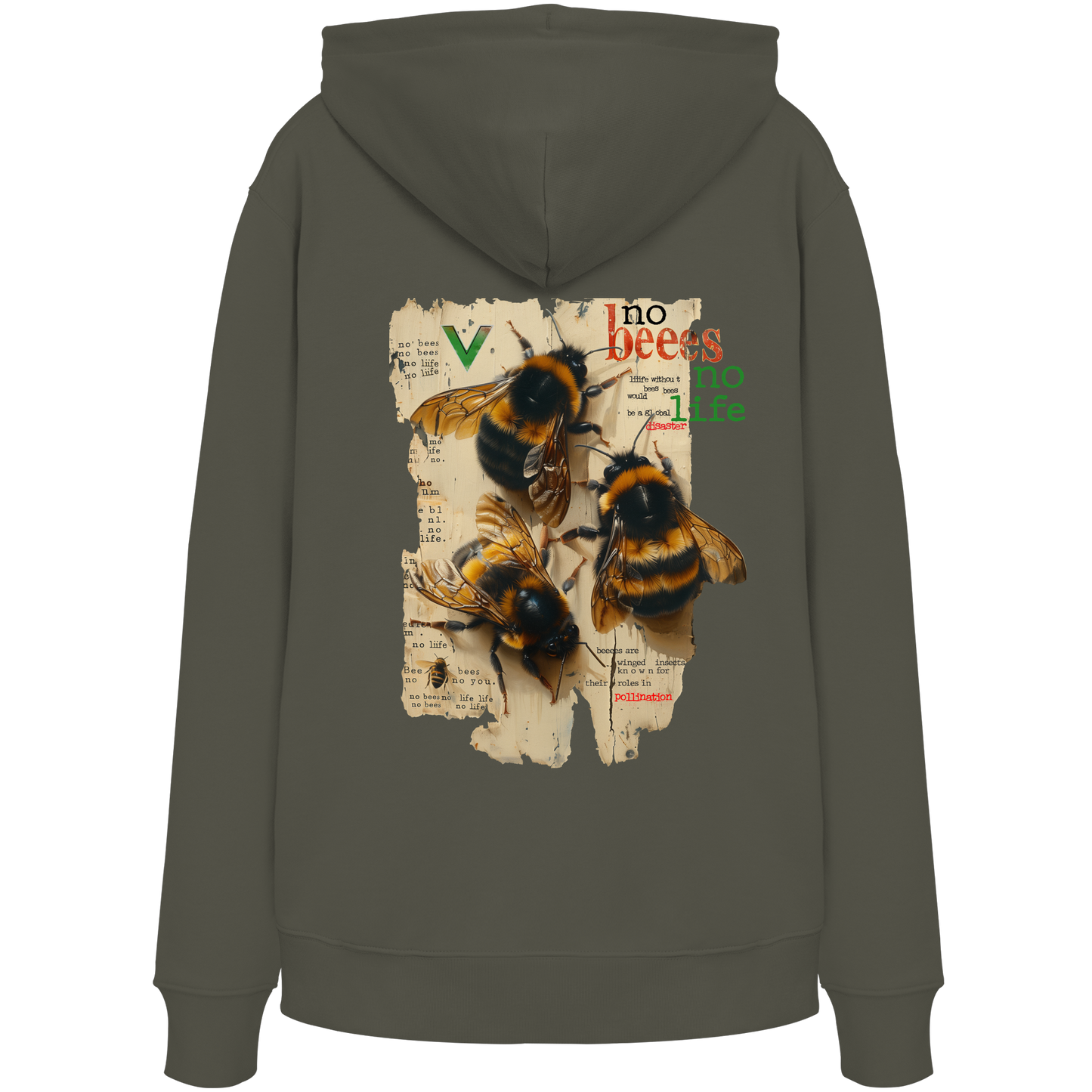 vegwear "no bees no life" - unisex Bio Hoodie / Kapuzenpulli, vegan