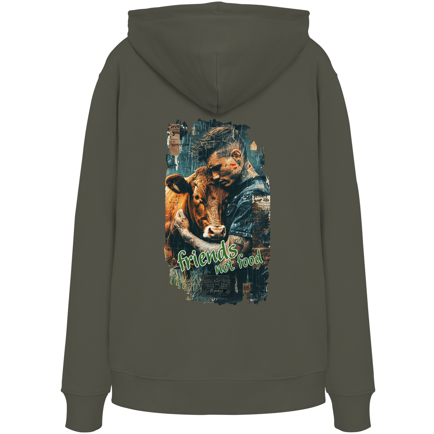 vegwear "friends not food" - unisex Bio Hoodie / Kapuzenpulli, vegan, fair