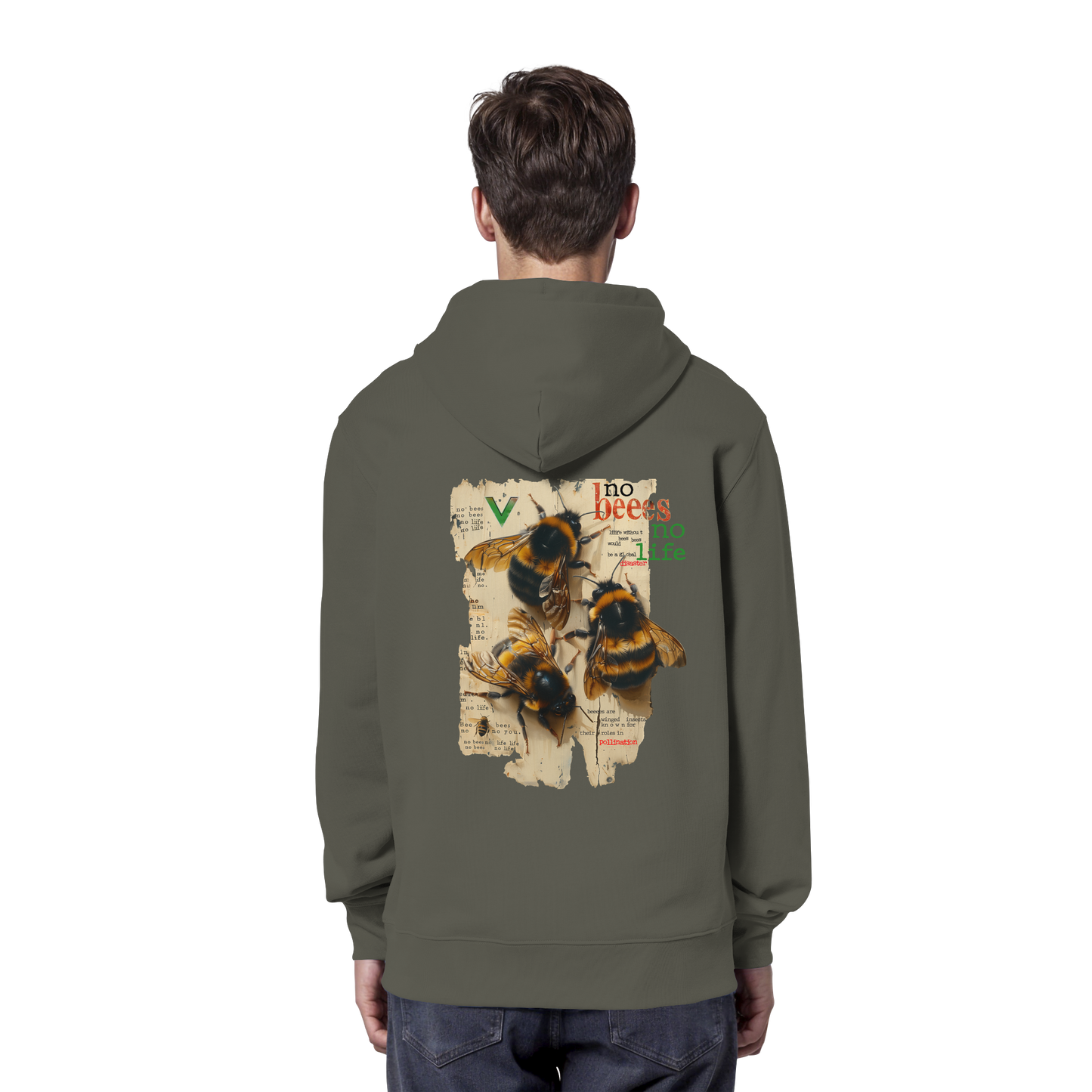 vegwear "no bees no life" - unisex Bio Hoodie / Kapuzenpulli, vegan
