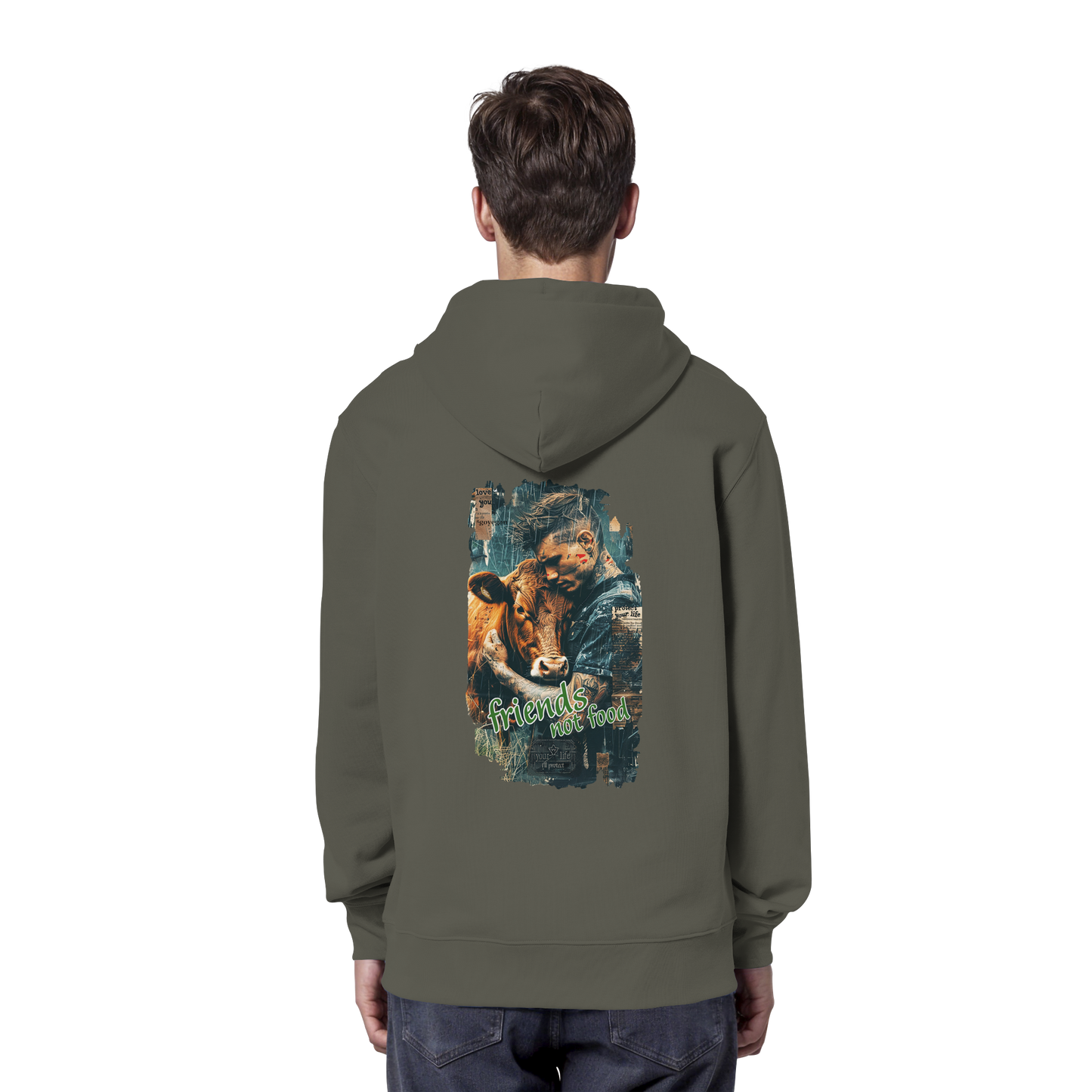 vegwear "friends not food" - unisex Bio Hoodie / Kapuzenpulli, vegan, fair