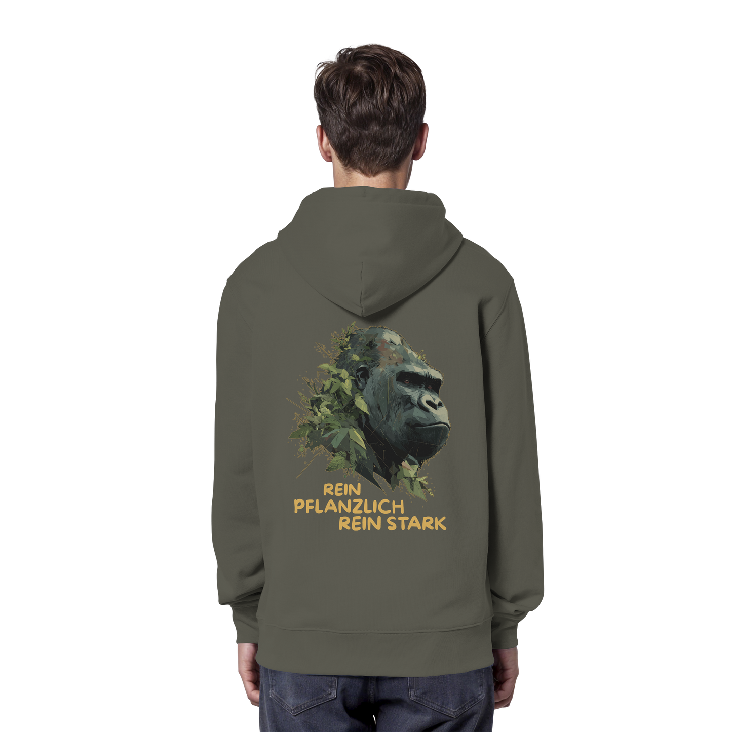 vegwear "Gorilla, rein pflanzlich rein stark - unisex Hoodie / Kapuzenpulli, bio vegan
