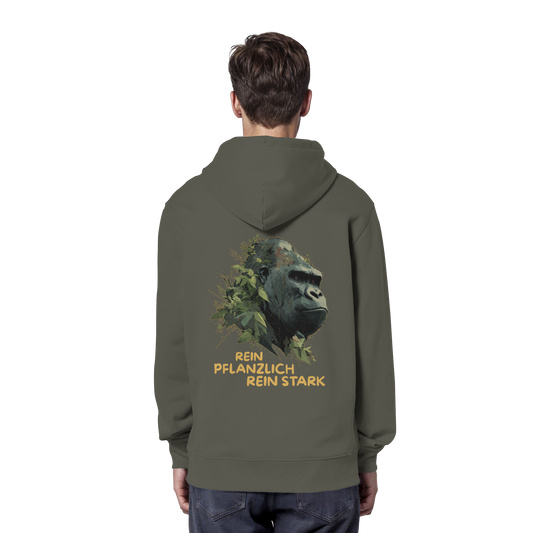 vegwear "Gorilla, rein pflanzlich rein stark - unisex Hoodie / Kapuzenpulli, bio vegan