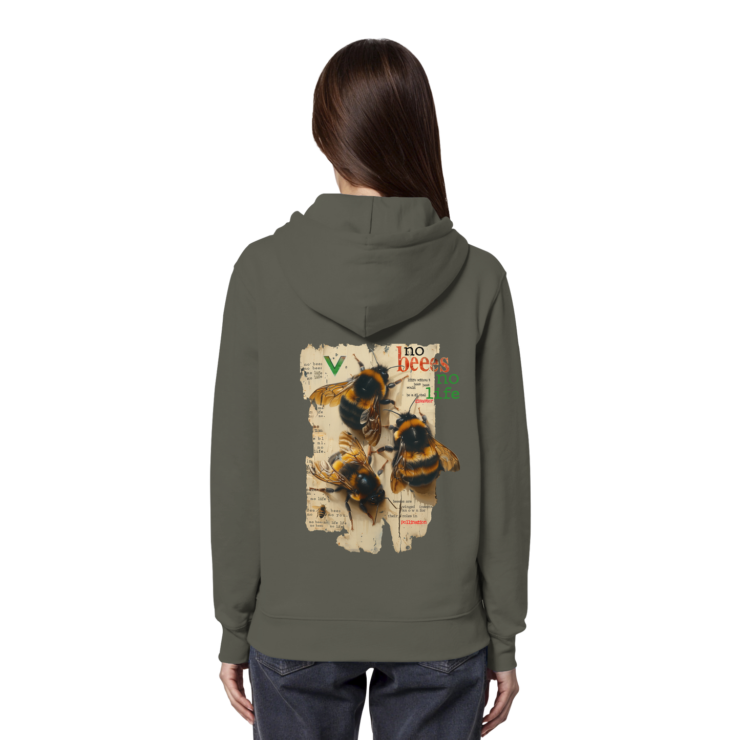 vegwear "no bees no life" - unisex Bio Hoodie / Kapuzenpulli, vegan