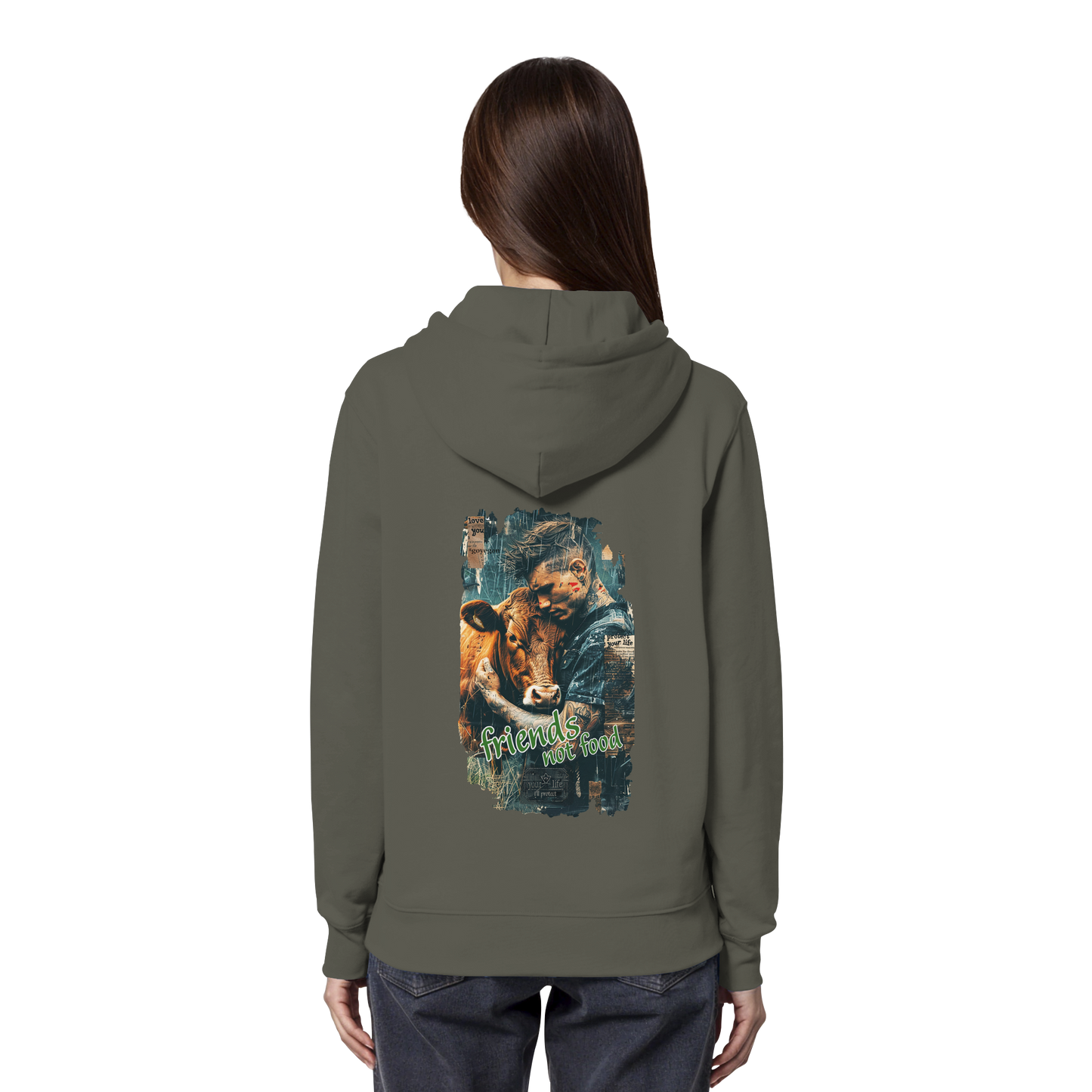 vegwear "friends not food" - unisex Bio Hoodie / Kapuzenpulli, vegan, fair