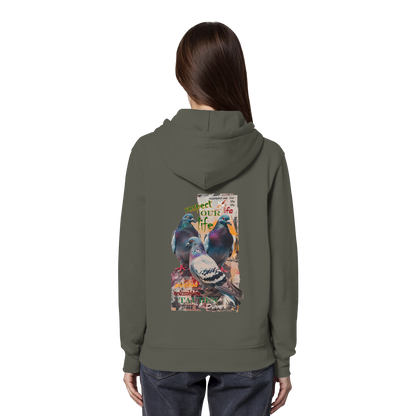 vegwear "respect our life - Tauben" - unisex Bio Hoodie / Kapuzenpulli