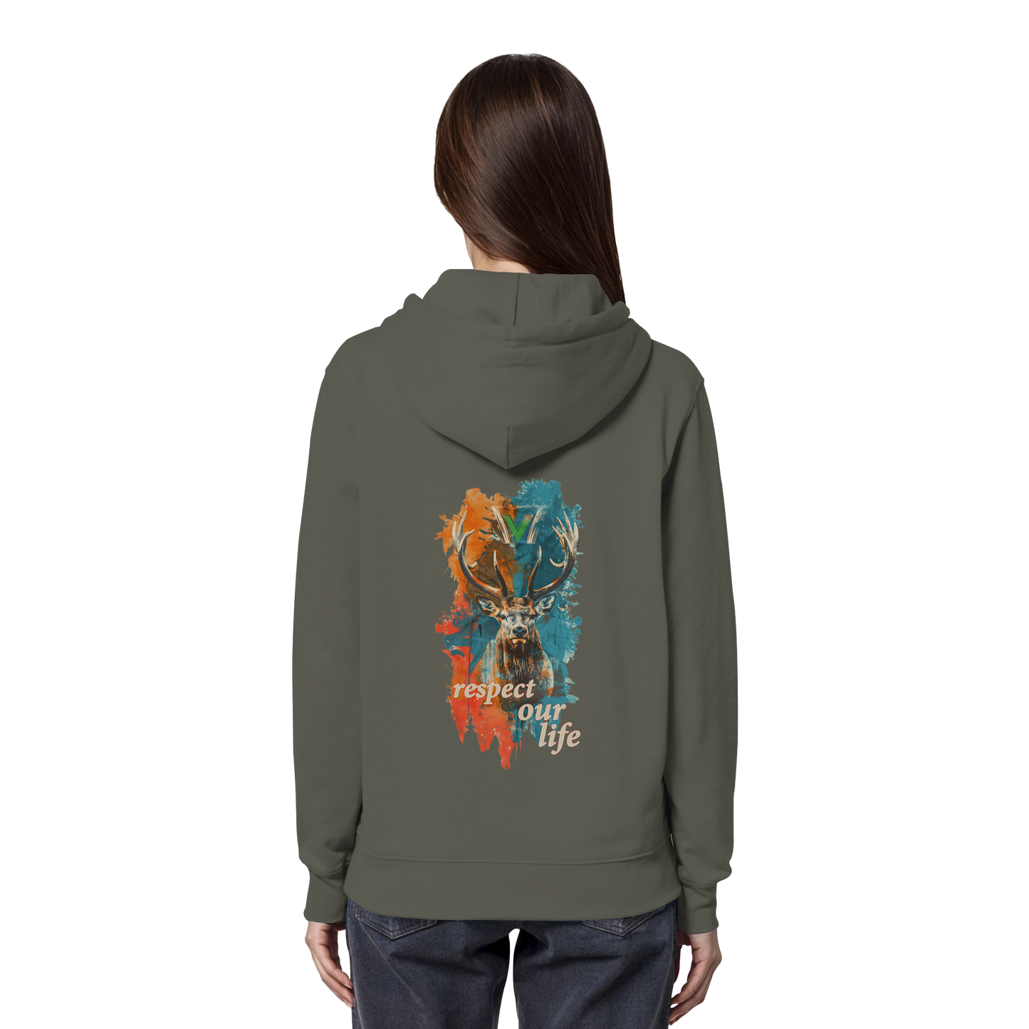 vegwear "respect our life - Hirsch" - unisex Hoodie / Kapuzenpulli
