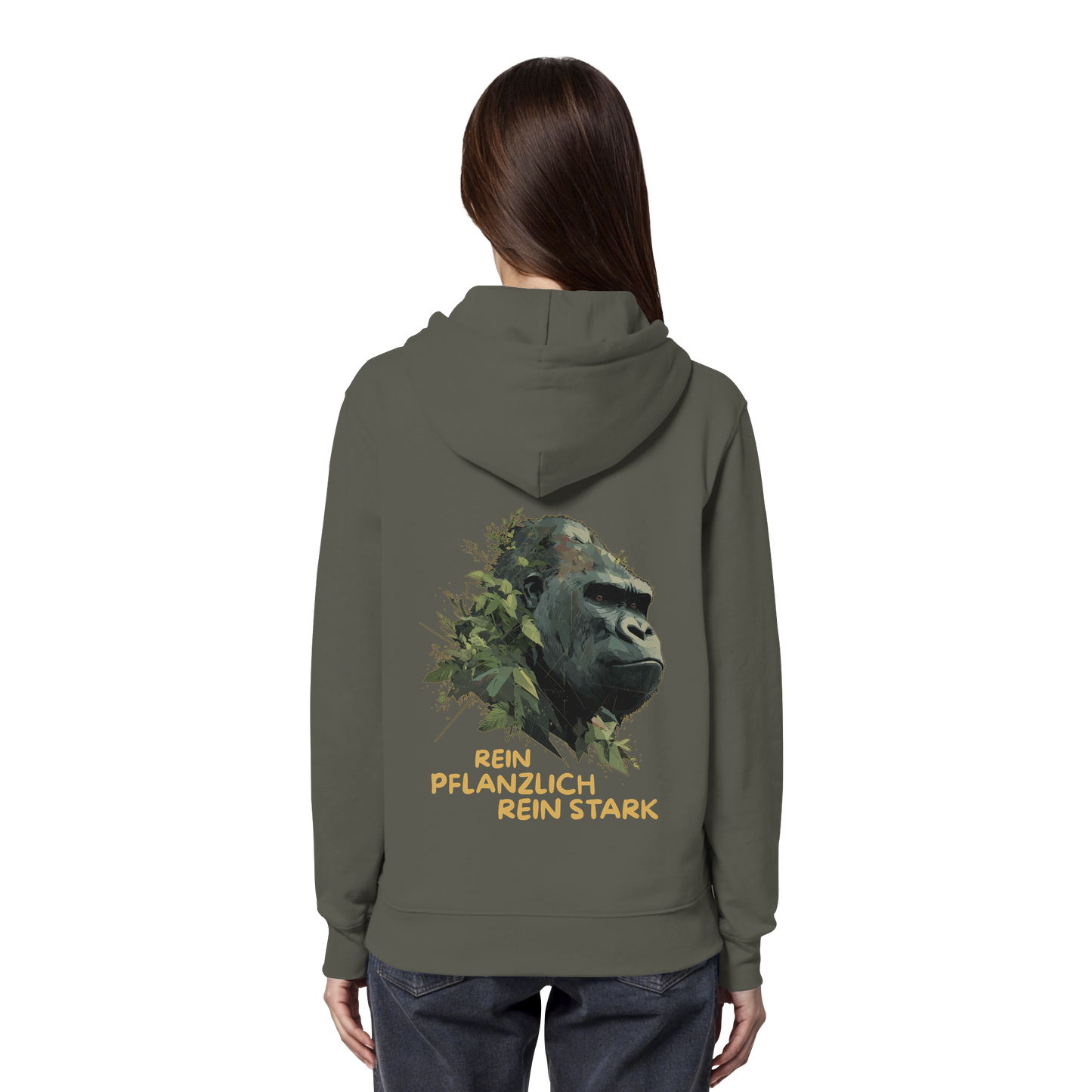 vegwear "Gorilla, rein pflanzlich rein stark - unisex Hoodie / Kapuzenpulli, bio vegan