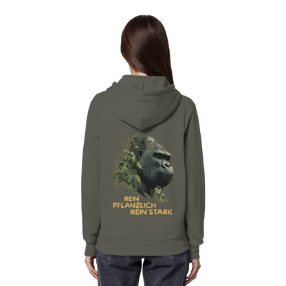 vegwear "Gorilla, rein pflanzlich rein stark - unisex Hoodie / Kapuzenpulli, bio vegan