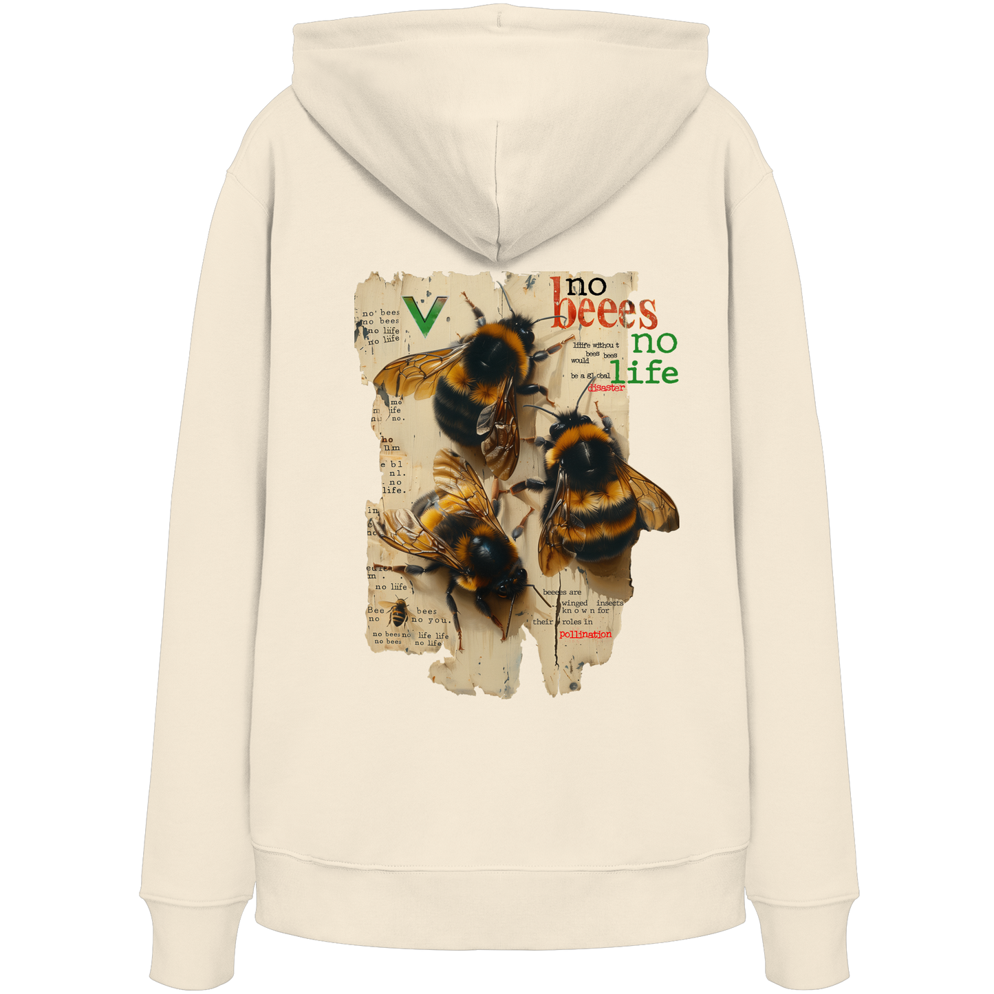 vegwear "no bees no life" - unisex Bio Hoodie / Kapuzenpulli, vegan