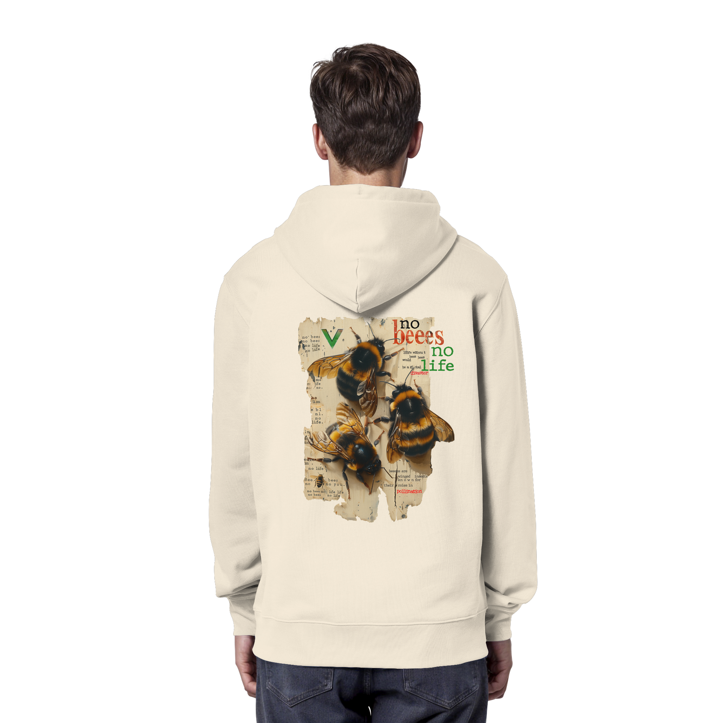 vegwear "no bees no life" - unisex Bio Hoodie / Kapuzenpulli, vegan