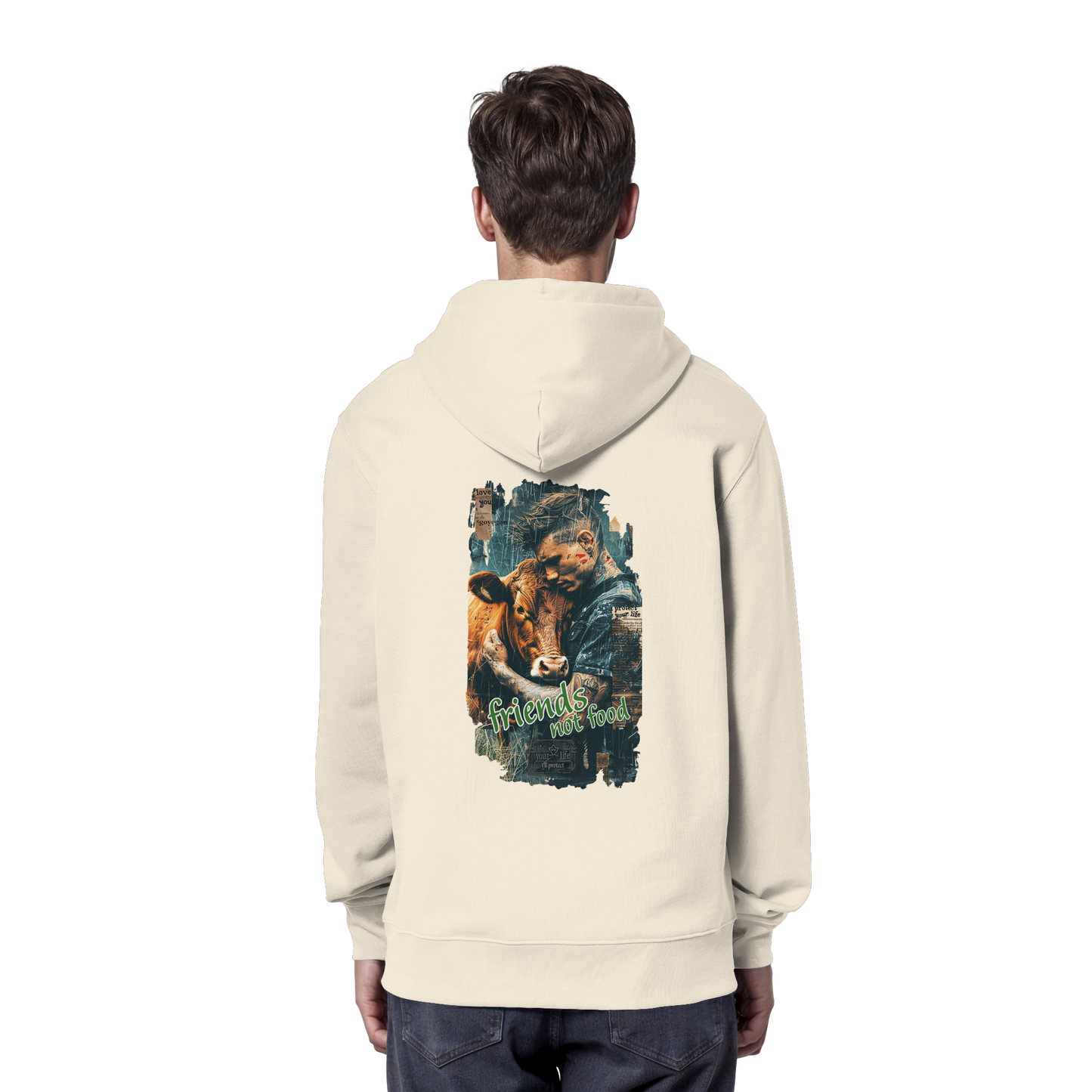 vegwear "friends not food" - unisex Bio Hoodie / Kapuzenpulli, vegan, fair