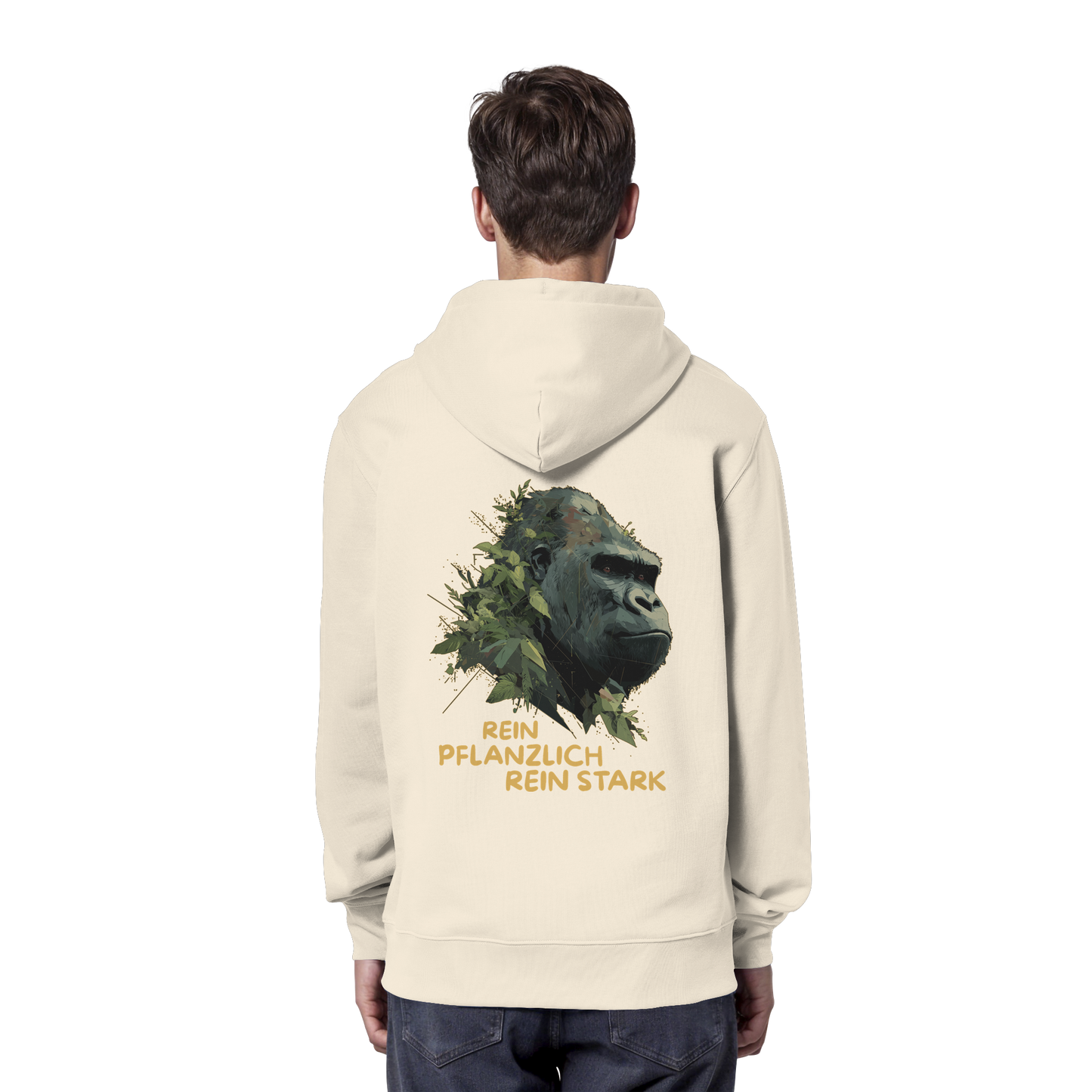 vegwear "Gorilla, rein pflanzlich rein stark - unisex Hoodie / Kapuzenpulli, bio vegan