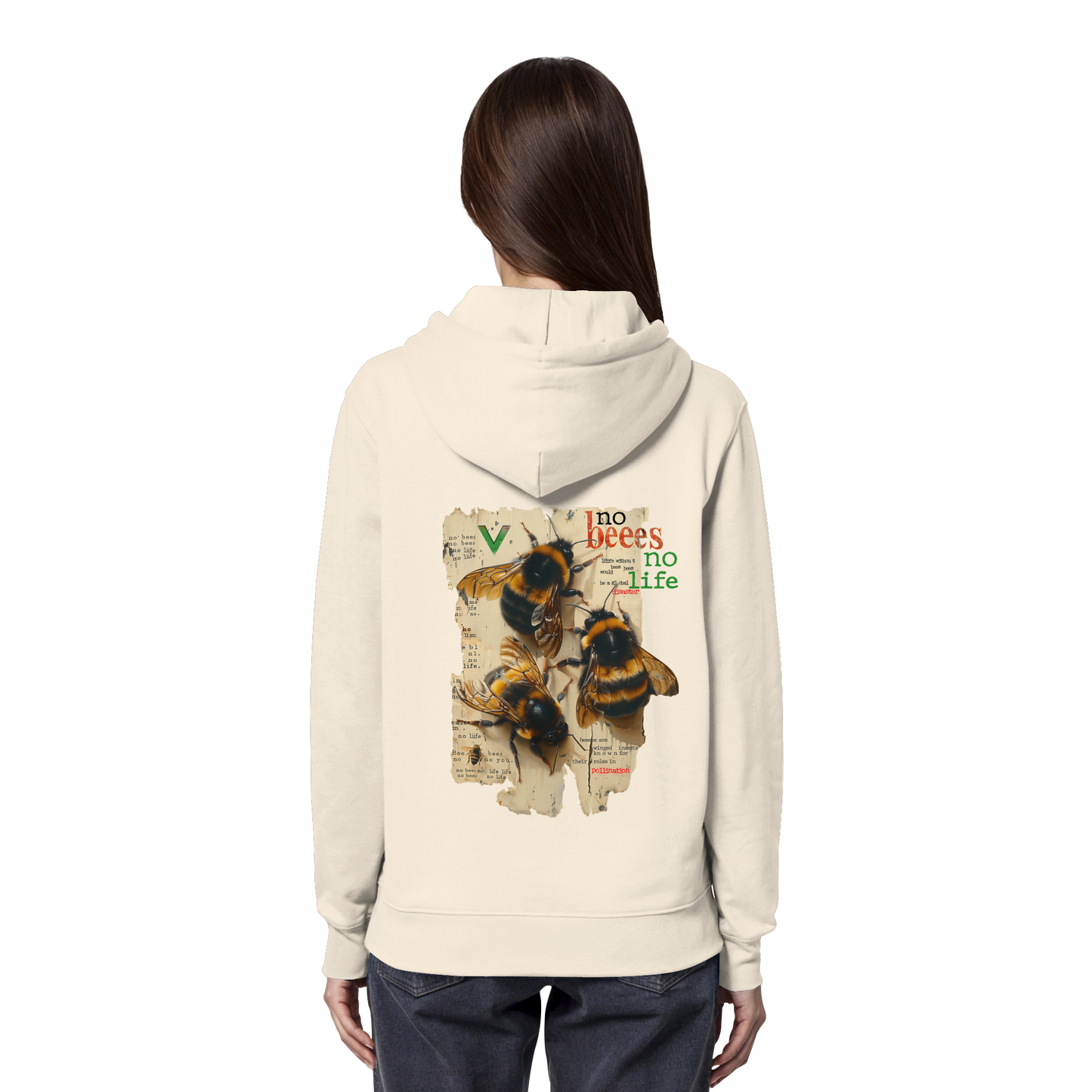 vegwear "no bees no life" - unisex Bio Hoodie / Kapuzenpulli, vegan