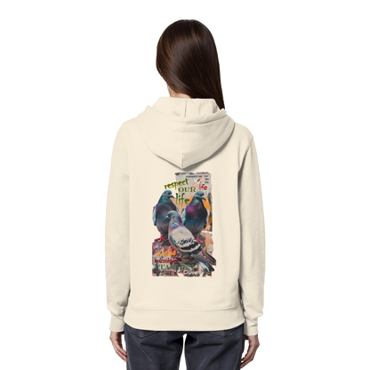 vegwear "respect our life - Tauben" - unisex Bio Hoodie / Kapuzenpulli