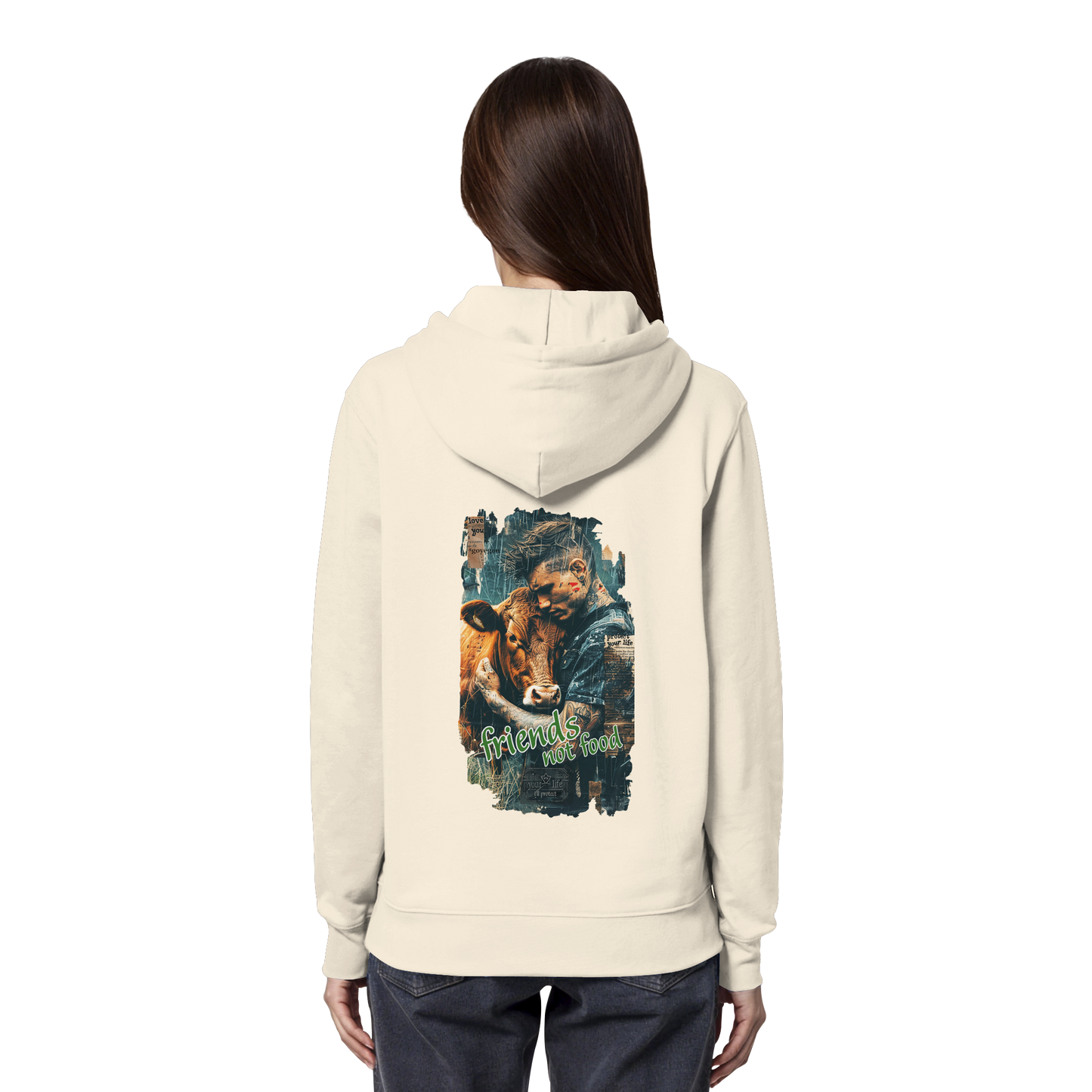 vegwear "friends not food" - unisex Bio Hoodie / Kapuzenpulli, vegan, fair