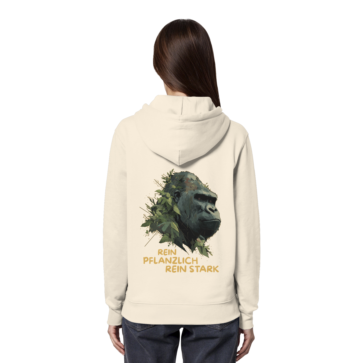 vegwear "Gorilla, rein pflanzlich rein stark - unisex Hoodie / Kapuzenpulli, bio vegan