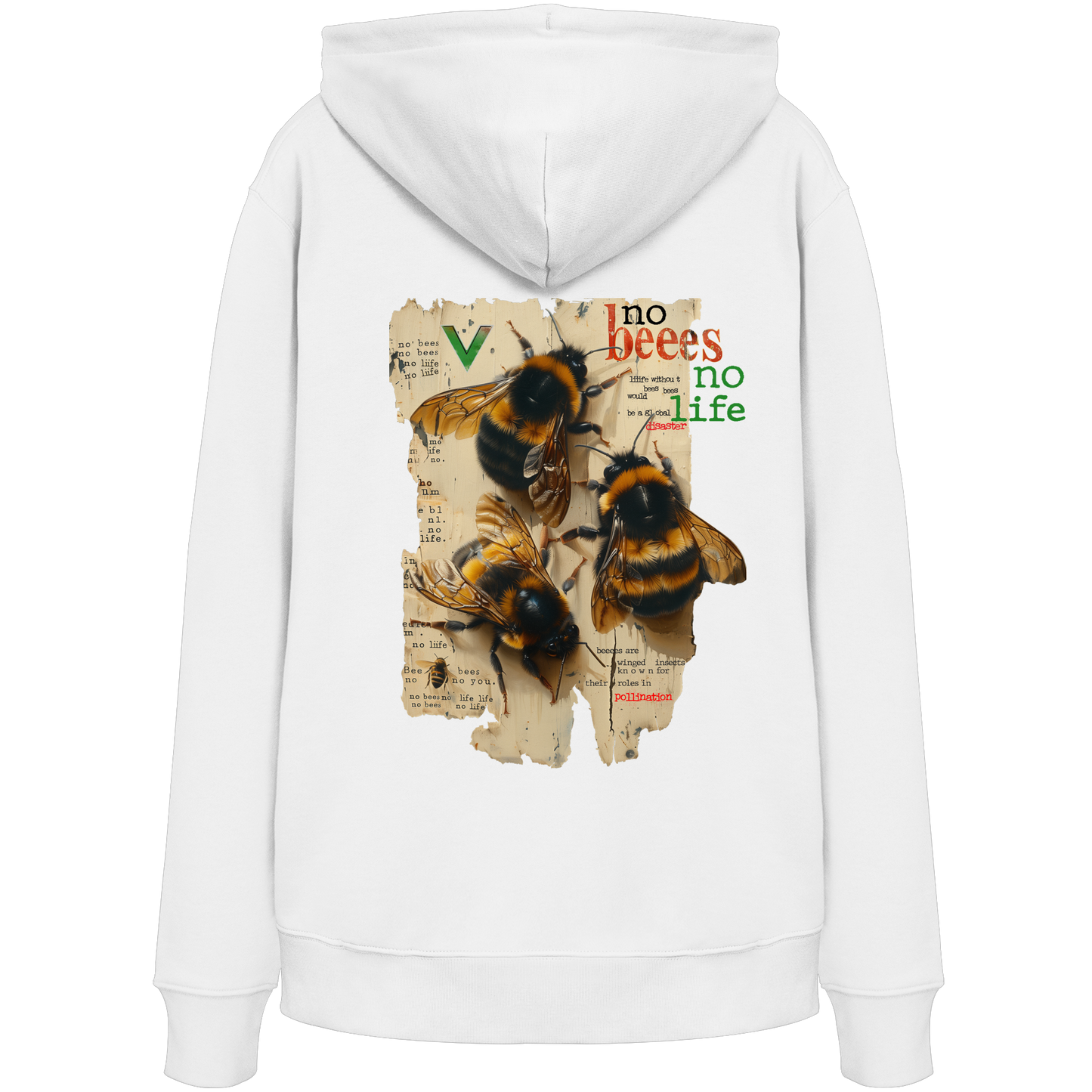 vegwear "no bees no life" - unisex Bio Hoodie / Kapuzenpulli, vegan