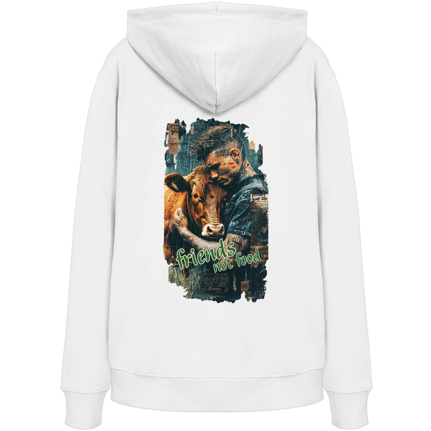 vegwear "friends not food" - unisex Bio Hoodie / Kapuzenpulli, vegan, fair