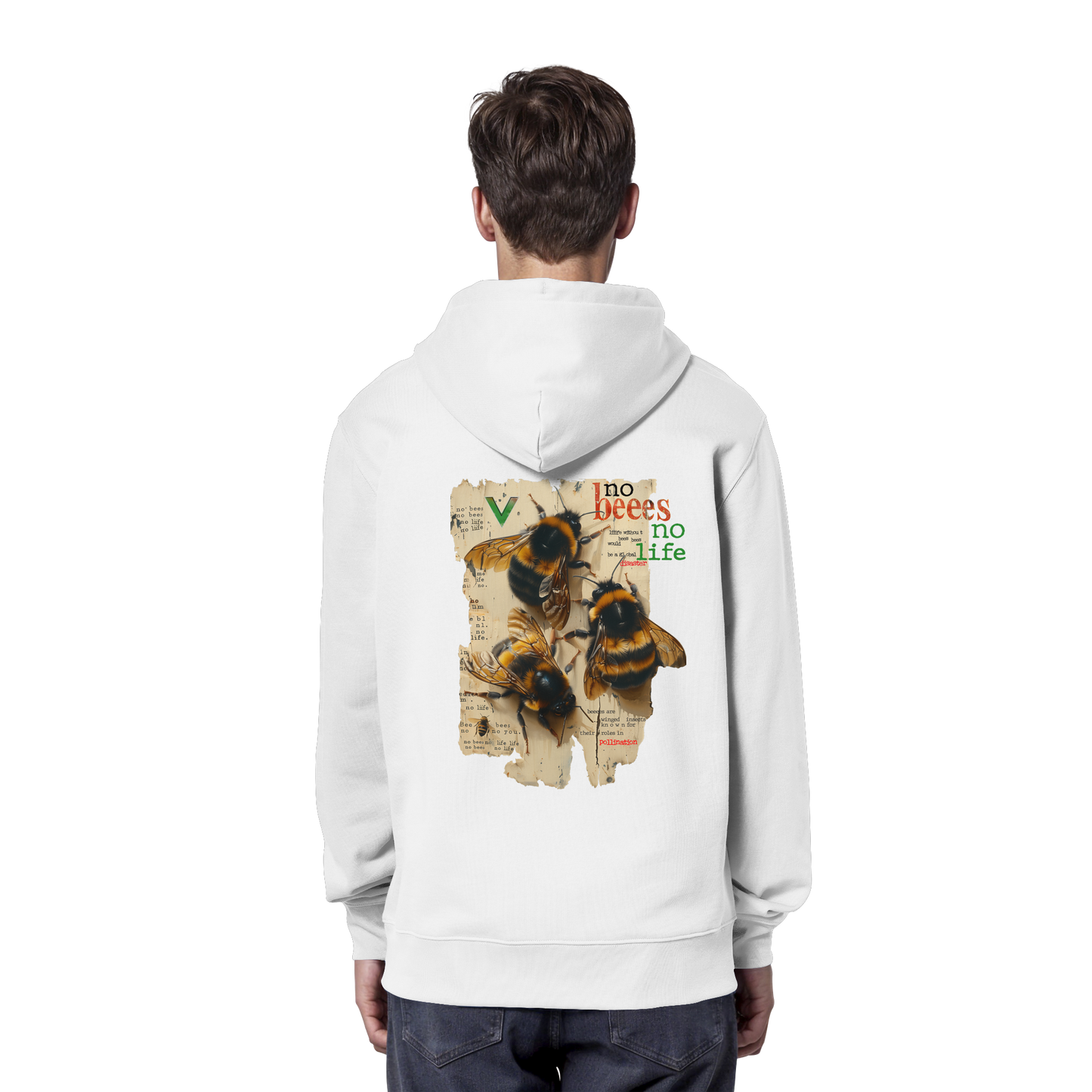 vegwear "no bees no life" - unisex Bio Hoodie / Kapuzenpulli, vegan