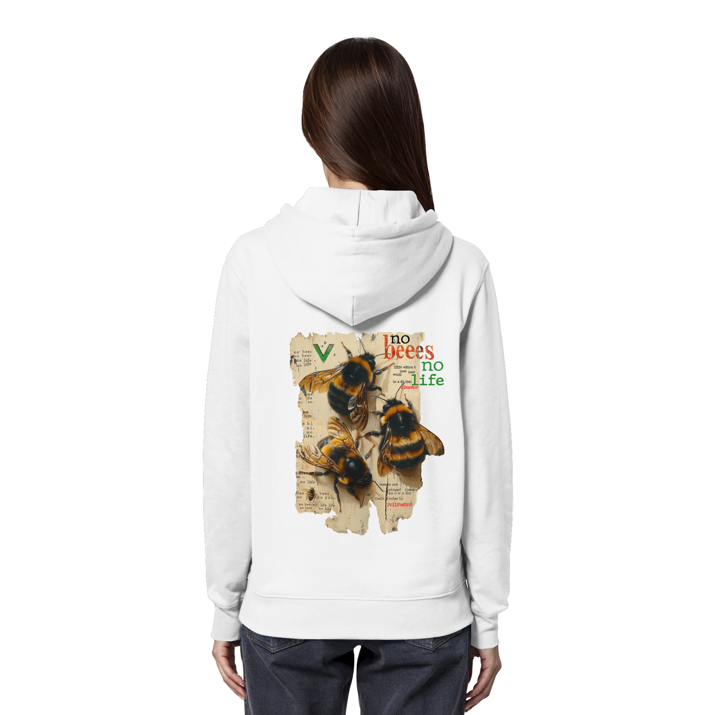 vegwear "no bees no life" - unisex Bio Hoodie / Kapuzenpulli, vegan