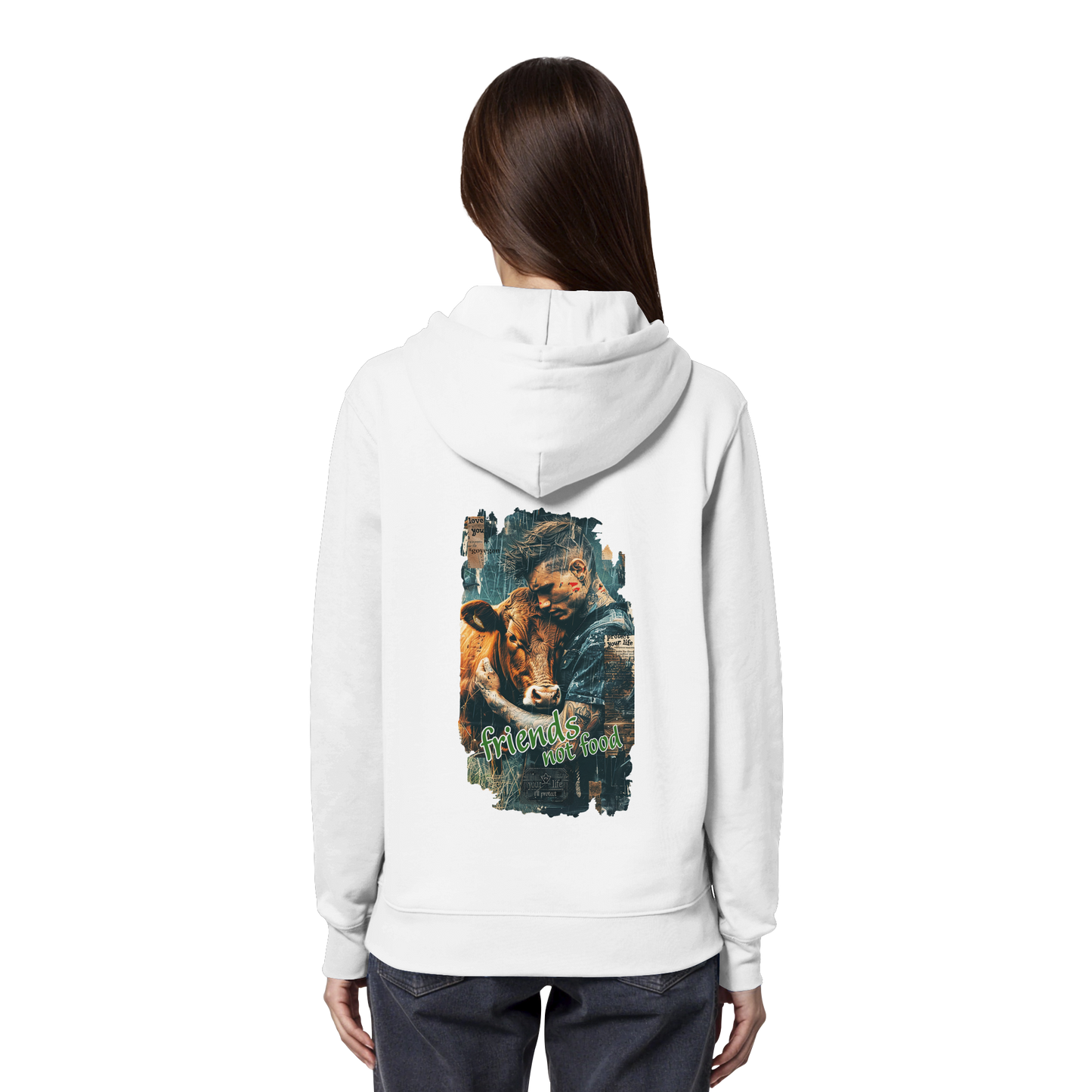 vegwear "friends not food" - unisex Bio Hoodie / Kapuzenpulli, vegan, fair