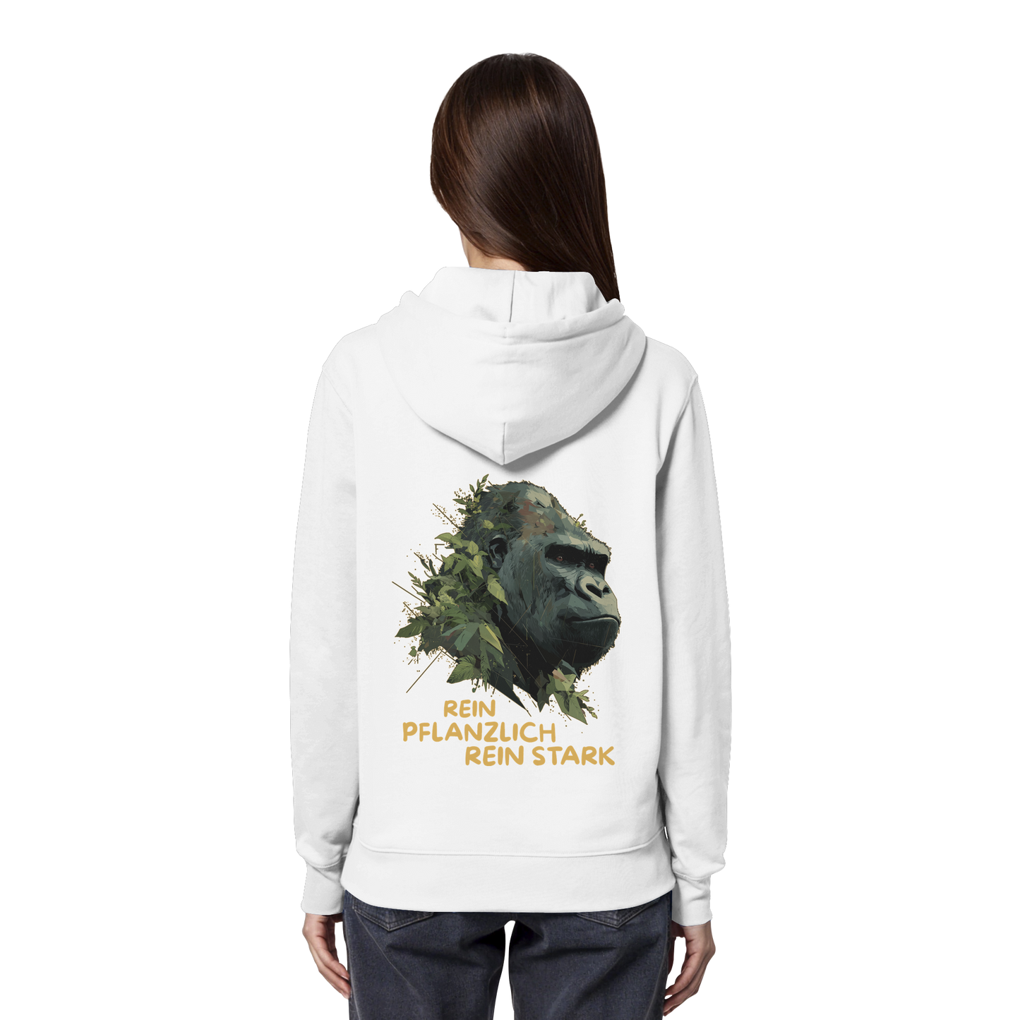 vegwear "Gorilla, rein pflanzlich rein stark - unisex Hoodie / Kapuzenpulli, bio vegan