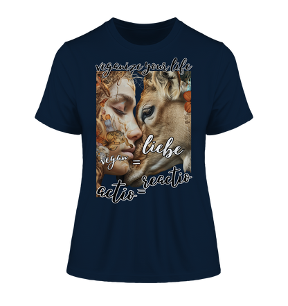 Motif "actio = reactio" - tight-fitting women's organic T-shirt