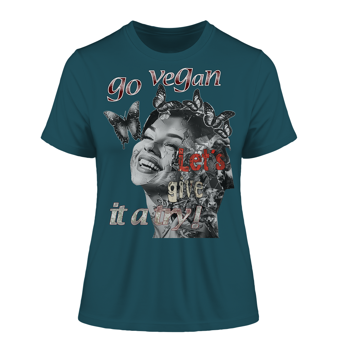 Motif "Let's give it a try" - slim-fit organic women's T-shirt