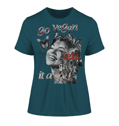 Motif "Let's give it a try" - slim-fit organic women's T-shirt