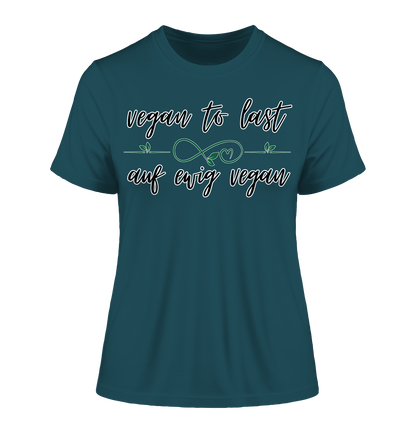 Motiv "vegan to last" - eng geschnittenes Damen Bio T-Shirt