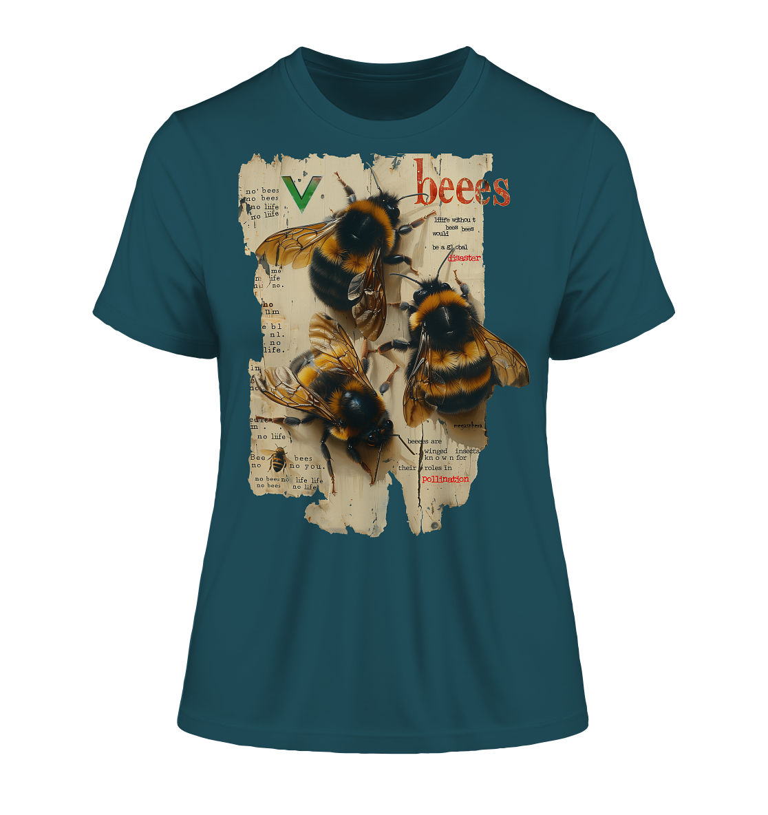 Motiv "no bees, no life" - eng geschnittenes Bio Damen T-Shirt