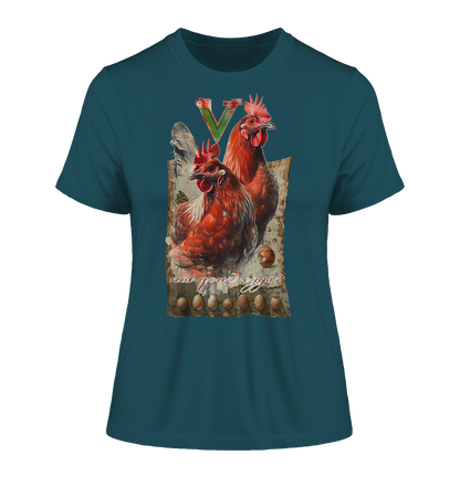 Motif "not your eggs" - tight-fitting organic women's T-shirt