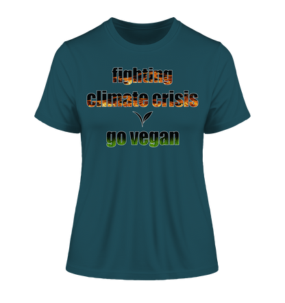 Motiv "fighting climate cirsis" - eng geschnittenes Damen Bio T-Shirt