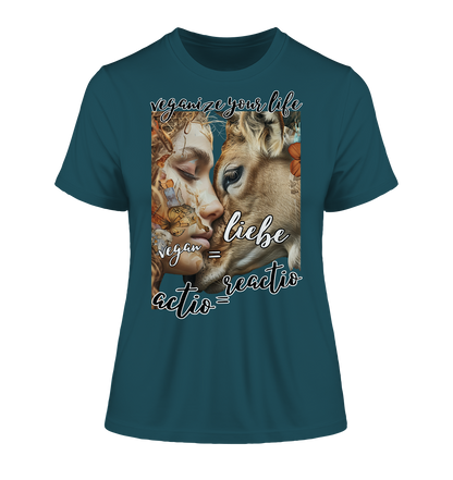 Motif "actio = reactio" - tight-fitting women's organic T-shirt