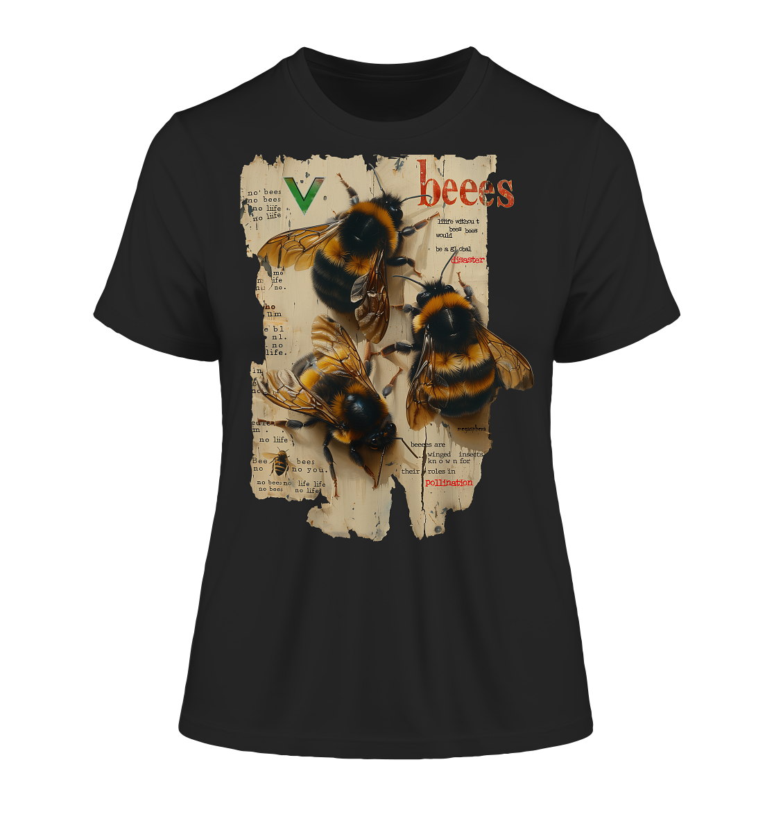 Motiv "no bees, no life" - eng geschnittenes Bio Damen T-Shirt