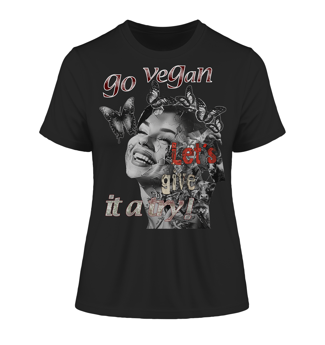 Motif "Let's give it a try" - slim-fit organic women's T-shirt