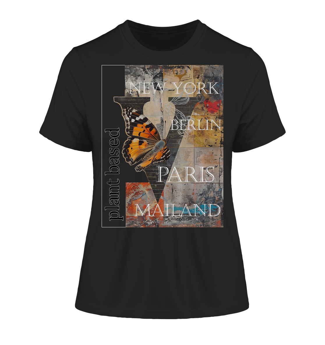Motiv "plant based cities" - eng geschnittenes Damen Bio T-Shirt