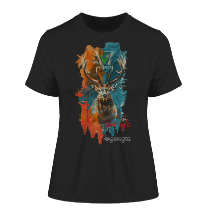 Motif "respect our life, go vegan" - tight-fitting organic women's T-shirt