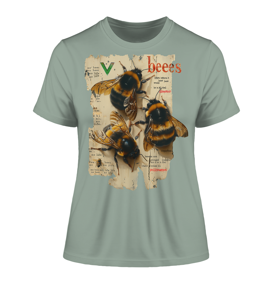 Motiv "no bees, no life" - eng geschnittenes Bio Damen T-Shirt
