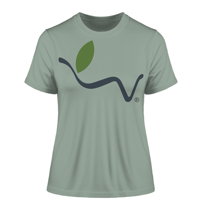 Motif "vegwear Logo grey" - slim-fit women's organic T-shirt