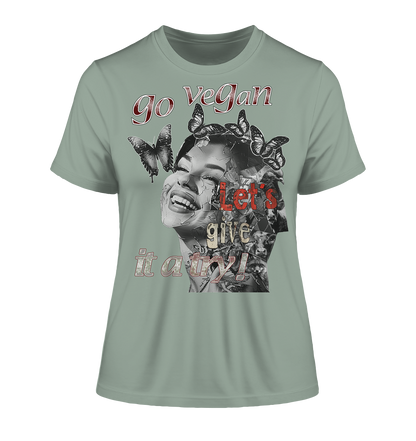 Motif "Let's give it a try" - slim-fit organic women's T-shirt
