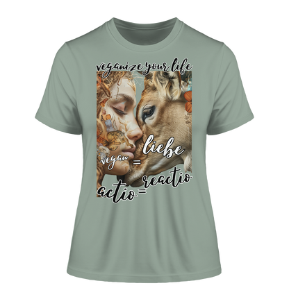 Motif "actio = reactio" - tight-fitting women's organic T-shirt