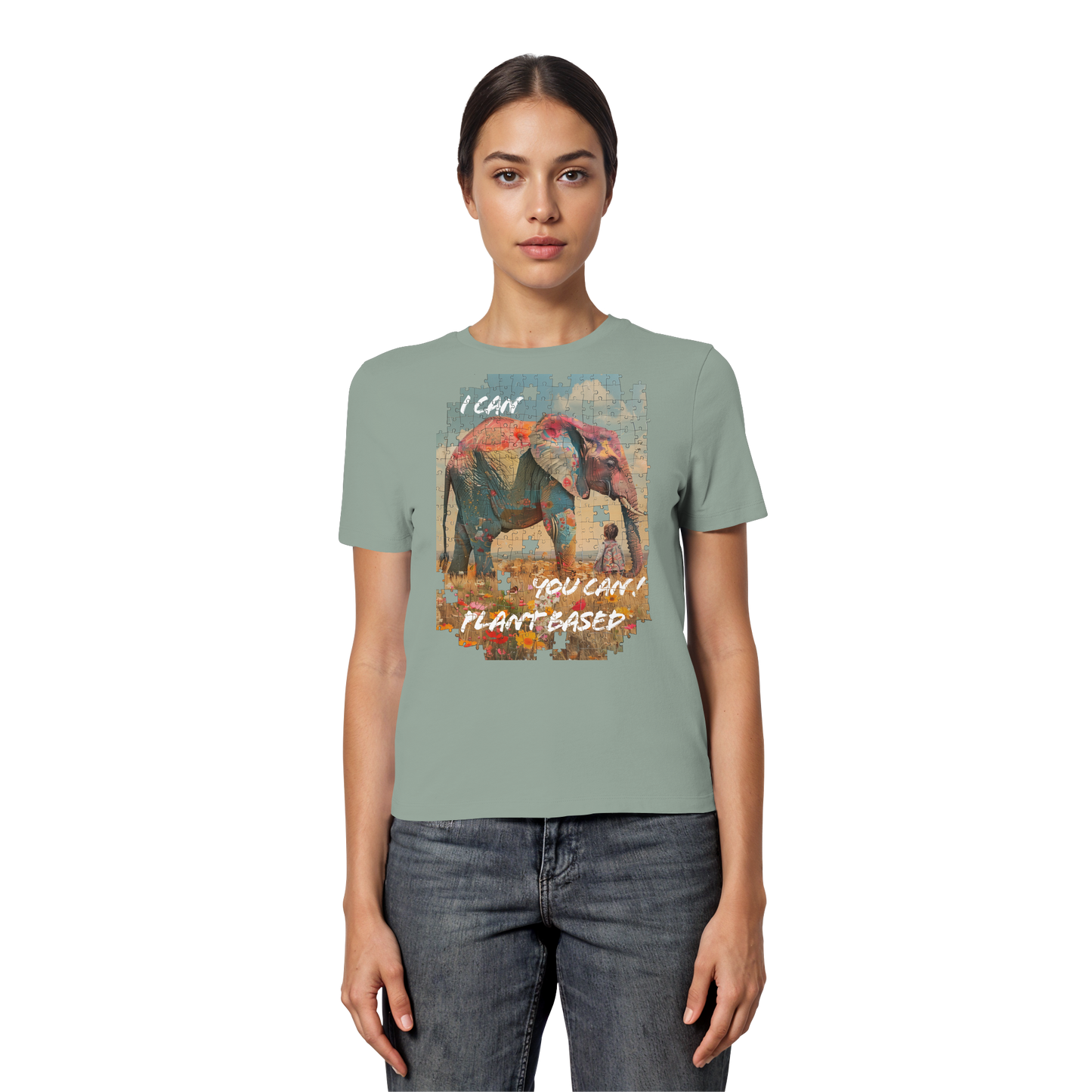 vegwear "I can you can"- eng geschnittenes Damen T-Shirt, bio, vegan